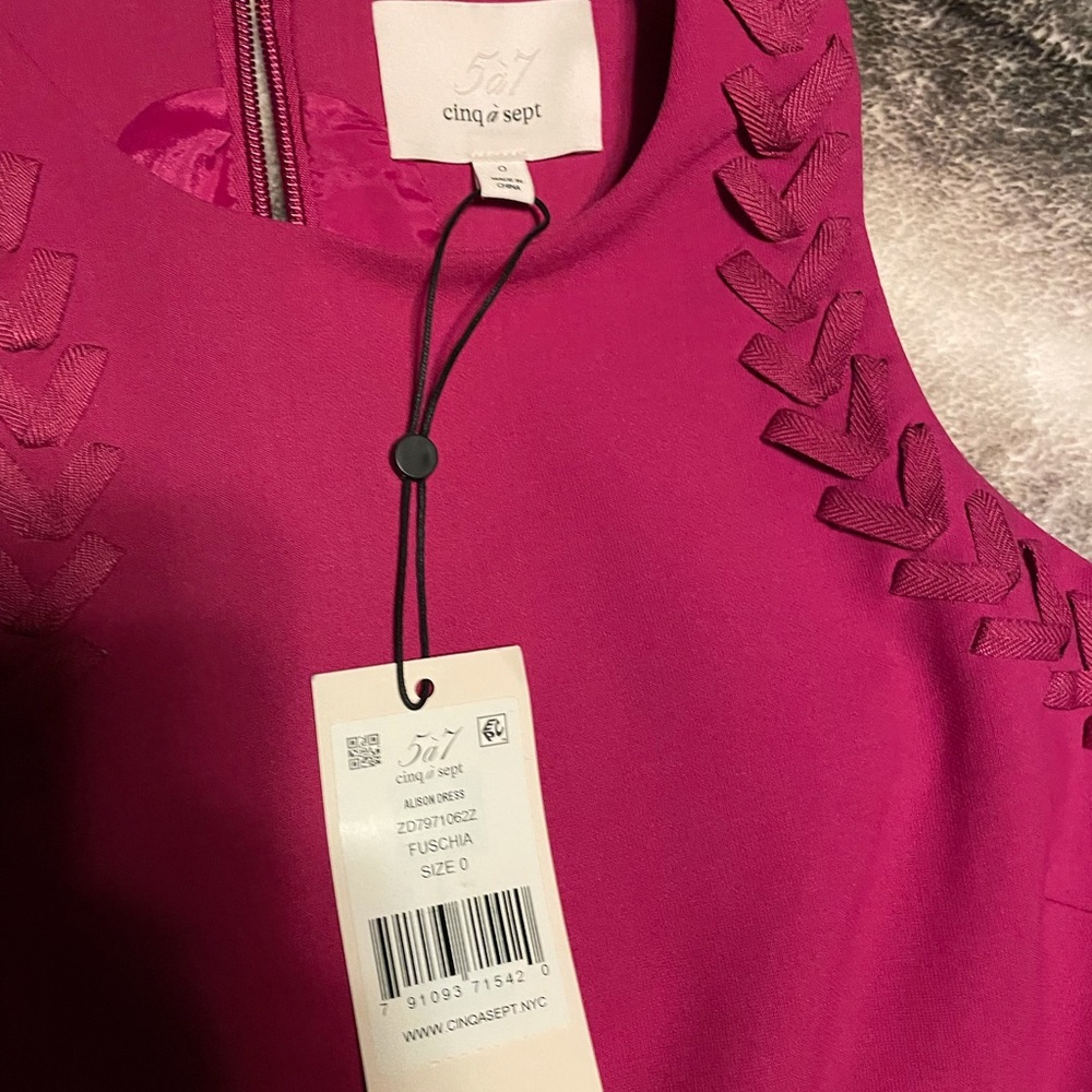 cinq a sept dress in a size 0 color is fuschia, mini, brand new. Super cute!